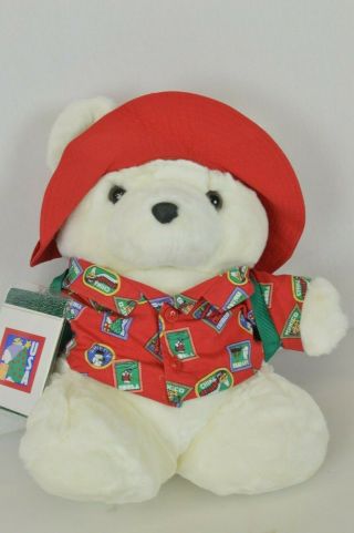 Santa Bear 1993 Dayton Hudson Christmas Holiday Traveler Tourist Stuffed Plush