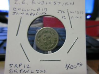 (1900) Columbia San Andres / I.  E.  Rubinstein & Son Gf 5 Cents Token Cn 16mm