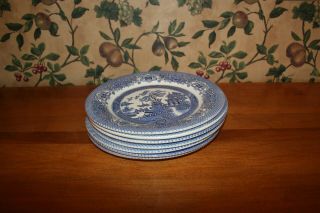 7 - Vintage Blue Willow English Ironstone Tableware (eit) Dinner Plates 10 - 3/8 B