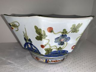Faenza Sigma Blue Carnation Italy Ceramic Pottery Octagon Serving Bowl 9”