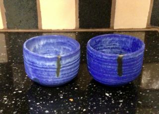 2 Mccarty Pottery Cobalt Blue Bowl Or Tumbler,  Mississippi Mud
