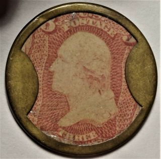 1862 Ayers Sarsaparilla Three Cent Civil War Encased Postage Stamp 3c Ep - 34c