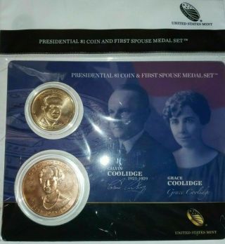 2014 Calvin & Grace Coolidge U.  S.  Presidential $1 Coin & First Spouse Set