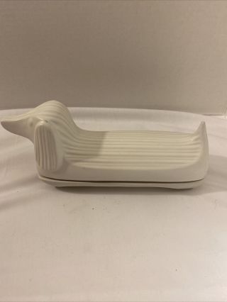 Jonathan Adler Dachshund Butter Dish -,  White Porcelain Rare