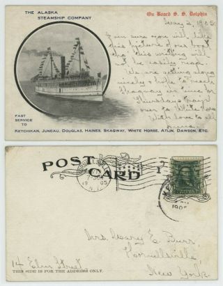 Mr Fancy Cancel 300 Illustrated Post Card Alaska Steam Ship Co Ketchikan Ak 05