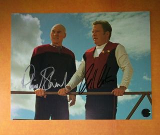 Patrick Stewart & William Shatner Hand Signed 8x10 Photo Star Trek