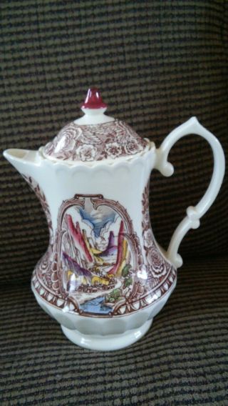 Vernon Kilns Ceramic Coffee Pot,  Hand Painted,  California 1860