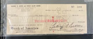George Burns Mel Blanc - Autographed Signed Check 06/23/1943