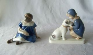 2 Vintage B & G Bing & Grondahl Porcelain Figurines 1526 & 2163