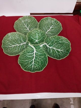 Vintage Bordallo Pinheiro Cabbage Leaf Platter Made In Portugal
