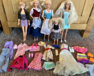 Vintage? Barbie Dolls Stacie And Other Bundle With Clothes And Shoes