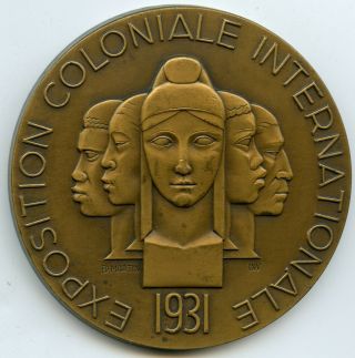 France Paris 1931 Colonial Exposition Art Deco Bronze Medal By Bernard