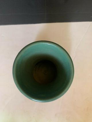 Vintage Arts and Crafts Style Matte Green Pottery Vase 2