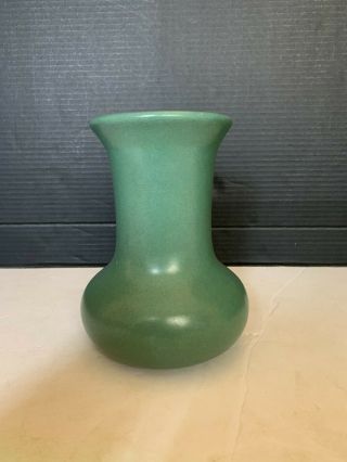Vintage Arts and Crafts Style Matte Green Pottery Vase 3
