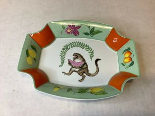 Lynn Chase Monkey Business Octagonal Tray Platter 8 1/4 " Vintage