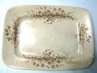 W.  T.  Adams England Brown Transferware Platter " Princess " Antique Poss 1800 
