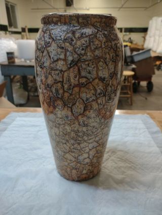 Vintage Rare Large 12 1/4 " Tall Weller Pottery Ivory Crackle Vase No Damage
