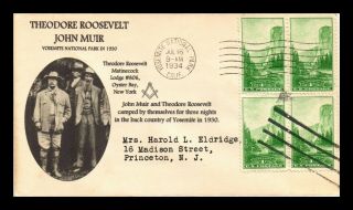 Dr Jim Stamps Us Roosevelt Muir Yosemite Park Masonic Fdc Cover Block