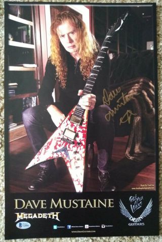 Dave Mustaine Signed 11x17 Poster Autographed Megadeth Dean Guitars Beckett