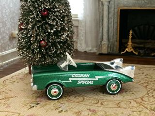 Vintage Dollhouse Miniature Green & Chrome 1950s Kiddie Pedal Car Ride On Toy
