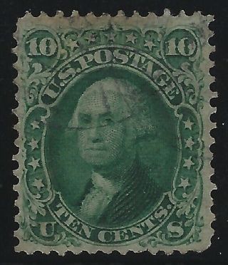 Us Stamps - Scott 68 - 10c Green Washington - Light Cancel (a - 354)