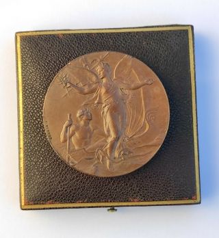 Antique French Art Nouveau Bronze Medal By Vernon Yachting Sailing Award