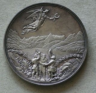 1891 Switzerland Schwyz Shooting Medal,  Silver,  600th Anniversary,  M105,  50 Mm