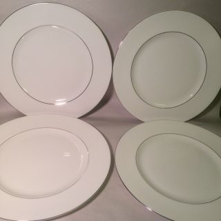 4 Wedgwood Bone China Signet Platinum Dinner Plates 10.  75 " 1994 Labels