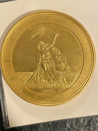 1876 U S Centennial Medal Gilt Copper 57mm Julian Cm - 11