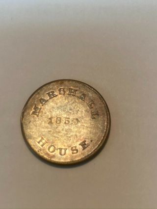 1859 Marshall House Civil War Era Token,  Virginia Cent Size 2