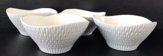 Vintage Red Wing Pottery Country Garden Soup Bowls (4) Grey Basket Weave