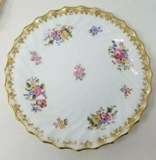 4 Antique W.  T.  Copeland & Davis Collamore Co.  Ruffle Edged Floral Plates - 9 