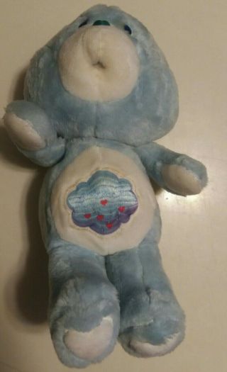 Vintage 1983 Kenner Grumpy Care Bear Blue Plush Rain Cloud Hearts 13”