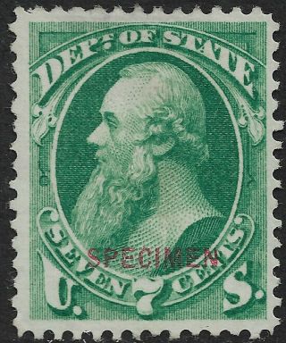 United States O61s 7c.  Stanton Department Of State Official Specimen Xf