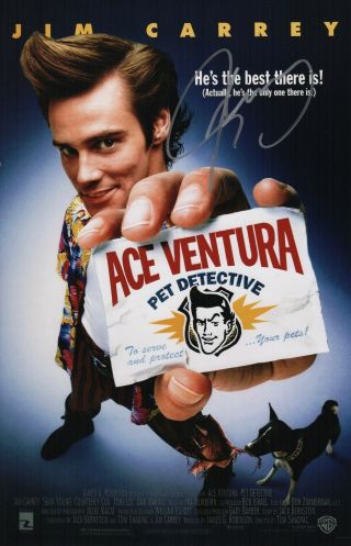 Jim Carrey Signed Ace Ventura Pet Detective 11x17 Movie Poster