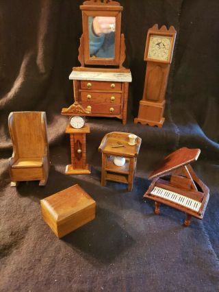 Doll House Miniature Furniture Clocks,  Piano,  Dresser,  Shaving Table,  Chair,