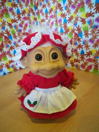 Rare Large Russ Troll Christmas Mrs Santa Retro Vintage Collectable 90s Toy