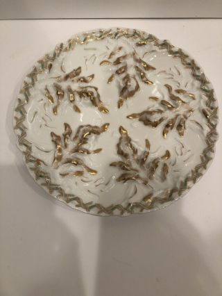 Th.  Haviland Limoges Oyster Plate For The Burley & Co.  Chicago White 3d Gold