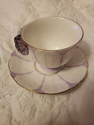 Aynsley Butterfly Handle Tea Cup/violet - Handle Reglued