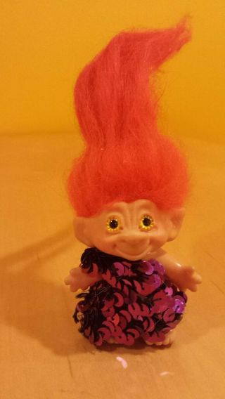 Vintage Dam Troll Doll Red Hair Yellow Gold Spiral Eyes 1960s Scandia House?