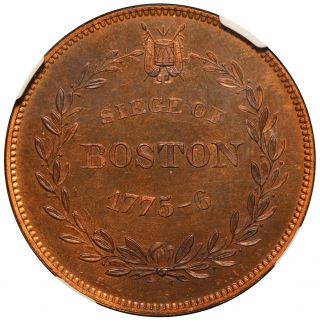 1859 Washington Siege of Boston Lovett ' s No.  2 Copper Medal B - 50J - NGC MS 64 RB 3
