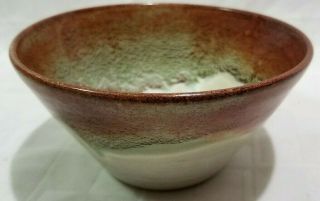 Vtg Mid Century Pottery Ken Mcdonald Drip Glaze Bowl Flambe Earth Tone Signed B8
