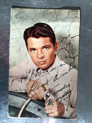 Audie Murphy Signed Western Color Photo Autographed 3.  25 X 5.  25