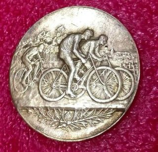 1900 Olympic Paris/ French 1899 Championship Cycling Silver Art Nouveau Medal