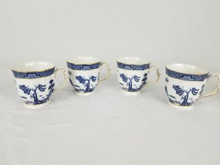4 Royal Doulton Booths Real Old Willow Tea Coffee Cups Blue - White Tc1126 / 1981