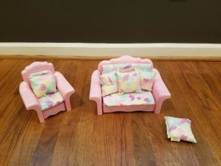 Vintage 1987 Barbie Sweet Roses Sofa Bed Couch & Chair