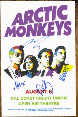 Arctic Monkeys Autographed Gig Poster Matt Helders,  Alex Turner,  Jamie Cook,  Nic
