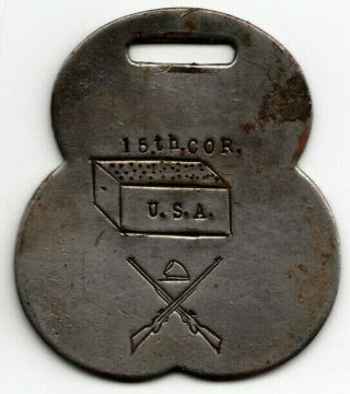 Spanish American War Era (?) Medal/fob - U.  S.  A.  15th Cor (p),  Crossed Rifles W/cap
