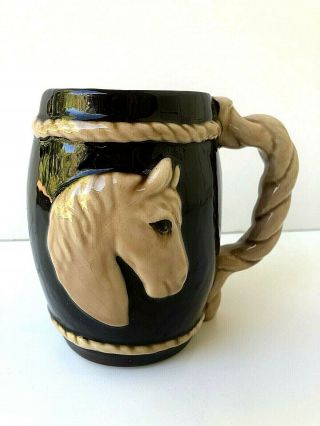Vintage Signed Dorothy Kindell Western Horse Head Ceramic Mug California Pottery