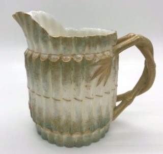 Antique Willets Belleek Hand Painted Porcelain Creamer/mini Pitcher - Bamboo